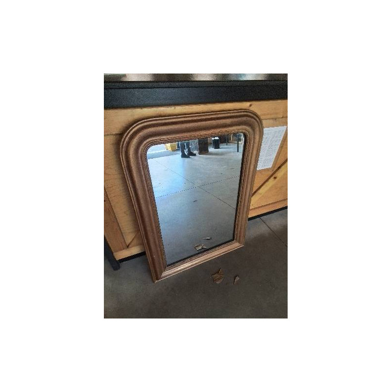 MIROIR CINTRÉ BOIS MOULURÉ DORÉ LOUIS PHILIPPE 105X77CM