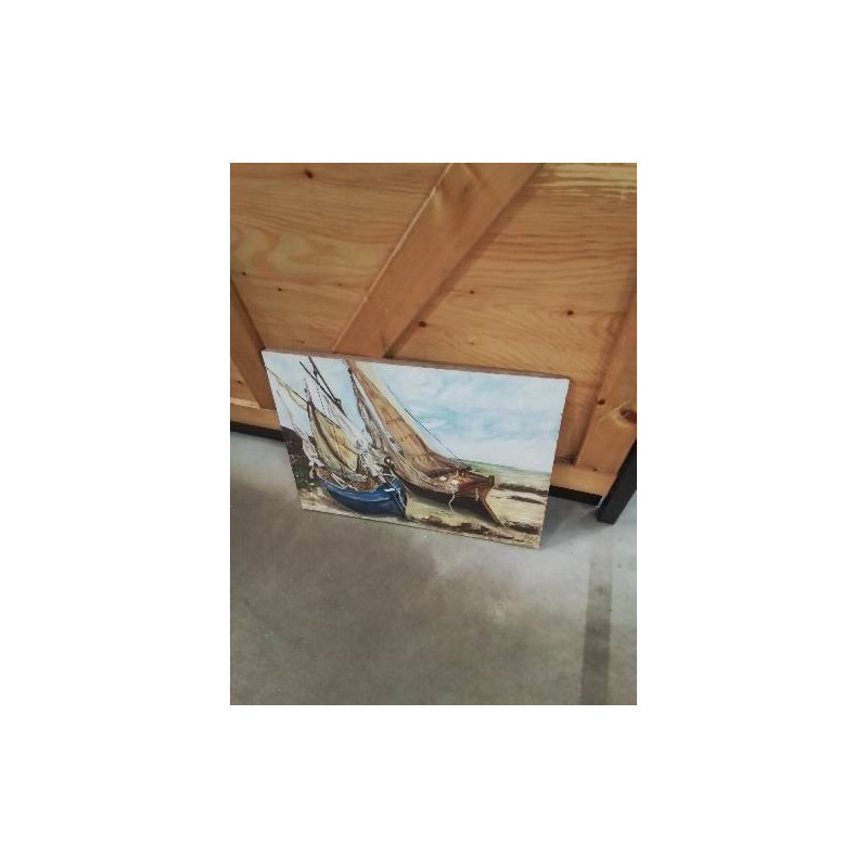 HUILE SUR TOILE BARQUES  A L’ECHOUAGE 