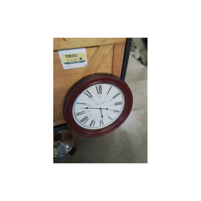 HORLOGE RONDE MÉTAL ROUGE 