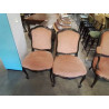 PAIRE DE CHAISES NAPOLÉON III BOIS NOIRCI GARNITURE LAITON TISSU VIEUX ROSE