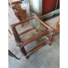 TABLE BASSE CARRÉ ROTIN DESSUS PLATEAU VERRE