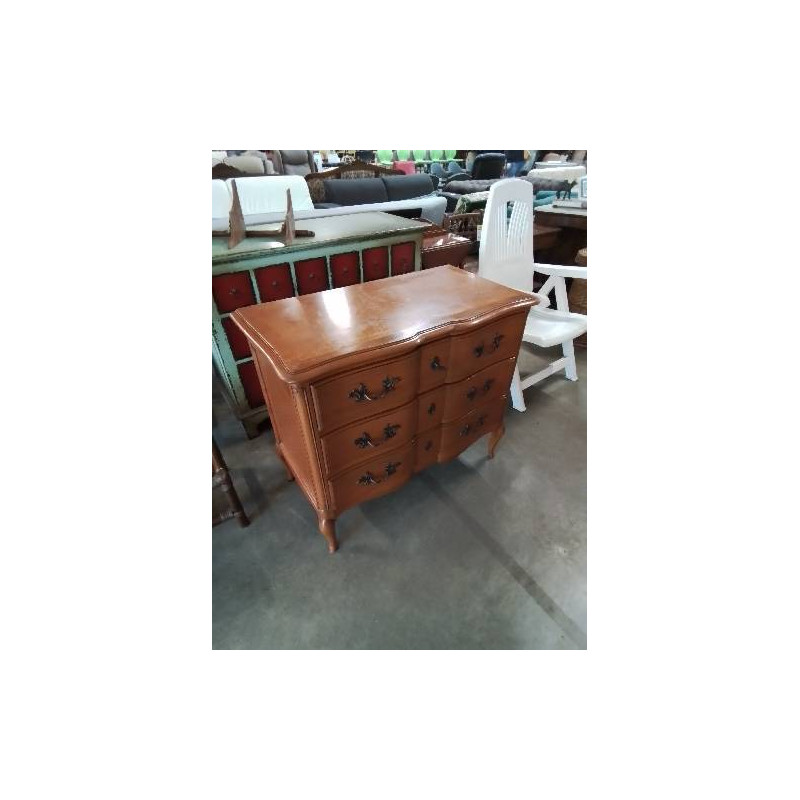 COMMODE A RESSAUT BOIS CLAIR PIEDS GALBES STYLE LOUIS XV 