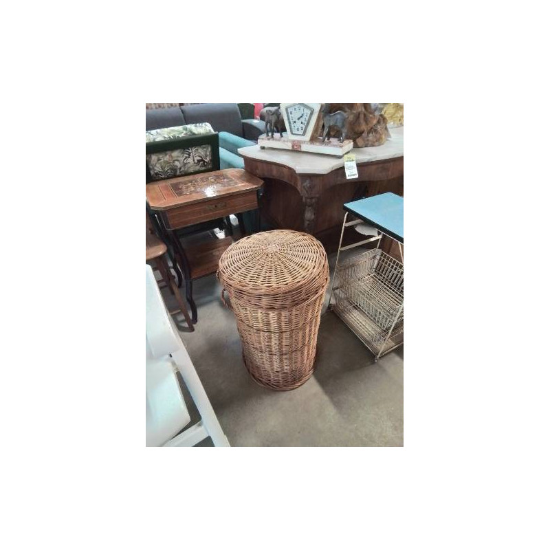 PANIERE RONDE HAUTE AVEC VANNERIE 