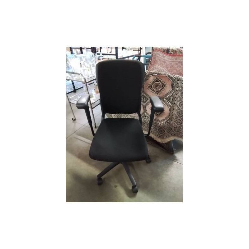 FAUTEUIL DE BUREAU A ROULETTES RÉSINE ET TISSU NOIR 