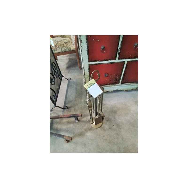 SERVITEUR DE CHEMINÉE LAITON 5 PIÈCES 