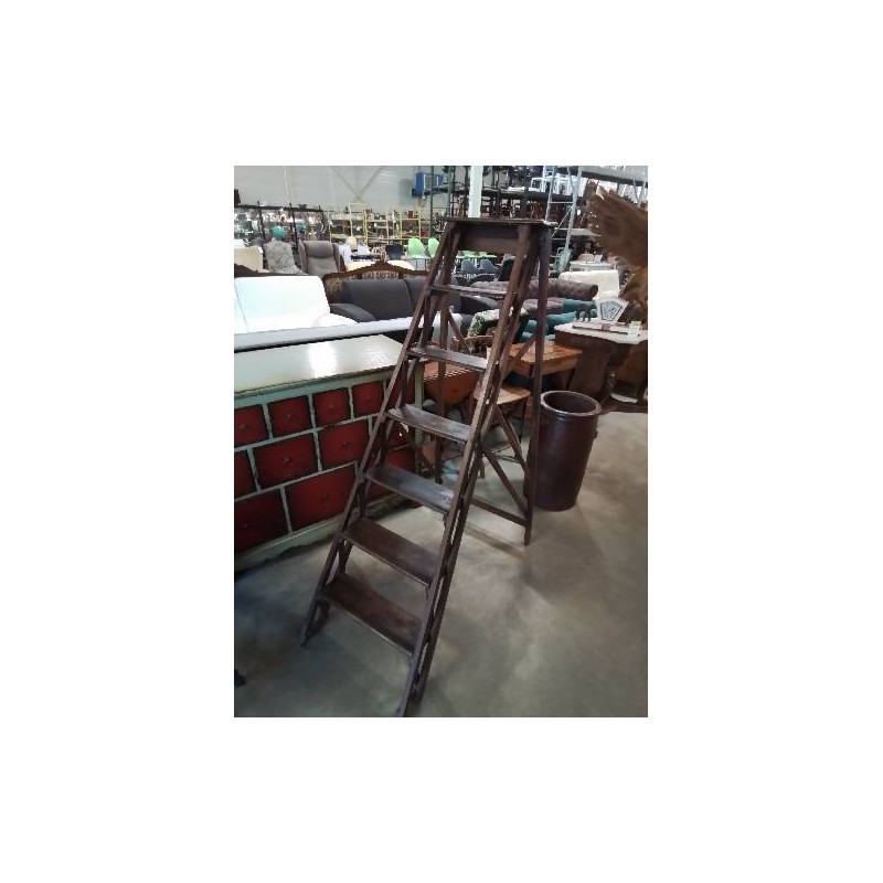 ESCABEAU DE LIBRAIRE BOIS 7 MARCHES DÉBUT XXE