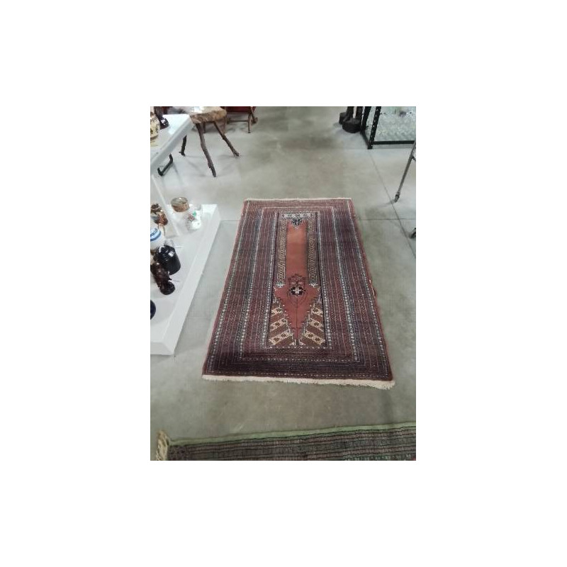 TAPIS LAINE FAIT MAIN ROUGE BLEU ECRU 94X161