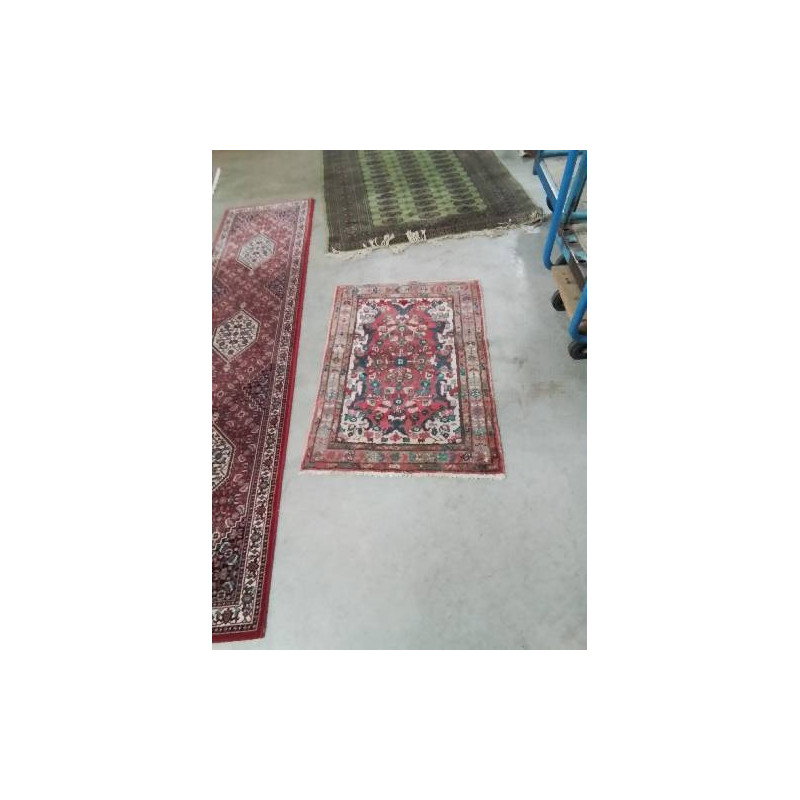 TAPIS LAINE FAIT MAIN HAMADAN IRAN  ROUGE BLEU OCRE 71X106