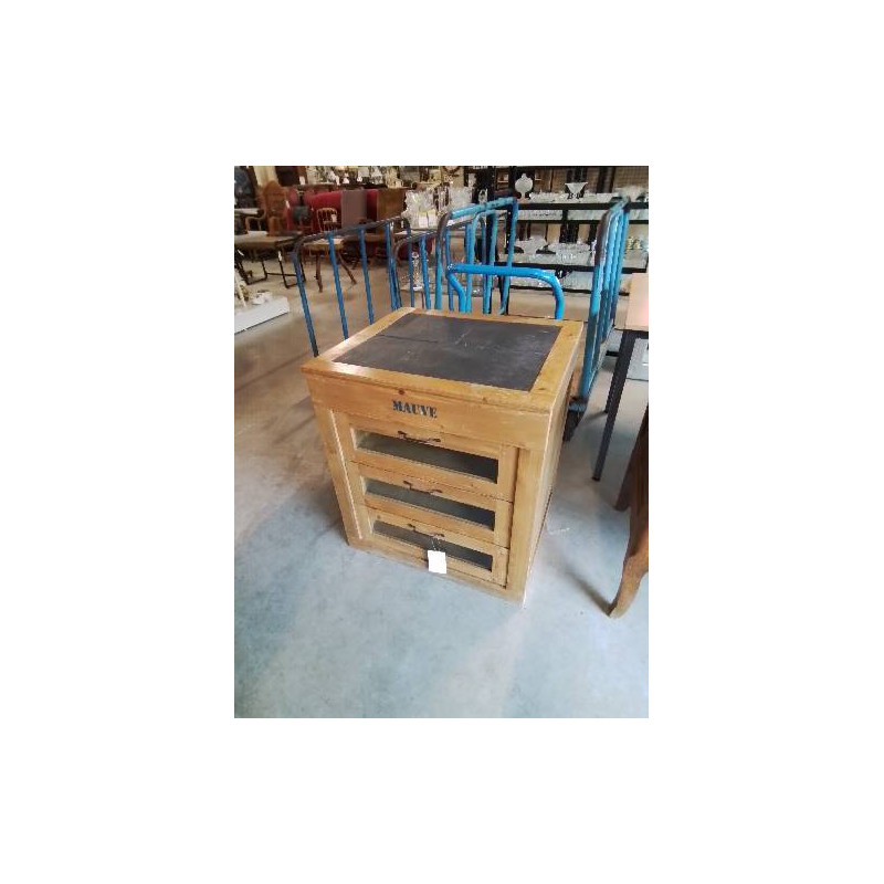 GRAINETIER  BOIS CLAIR 3 TIROIRS DESSUS ARDOISE 