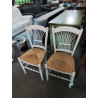 PAIRE DE CHAISES BOIS BLANC DOSSIER LYRE ASSISE PAILLÉ 