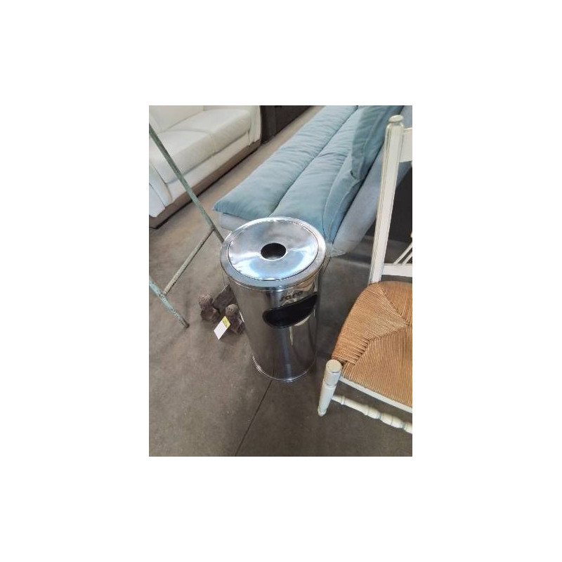 POUBELLE CENDRIER D’EXTÉRIEUR MÉTAL CHROMÉ SARO