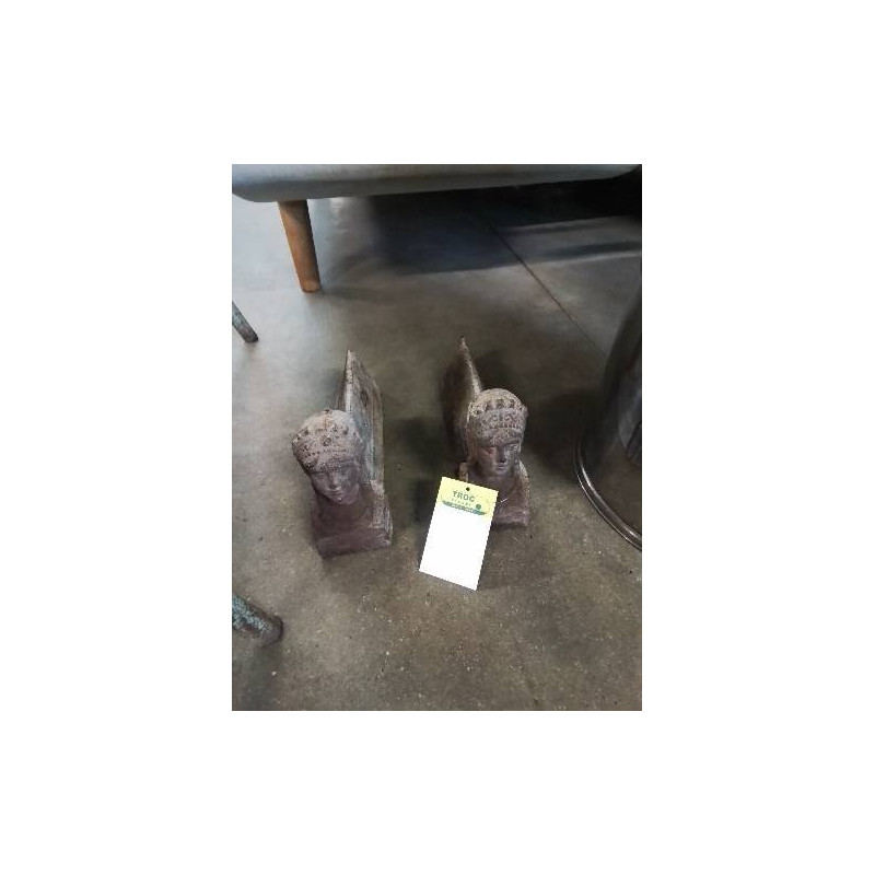 PAIRE DE CHENETS FONTE AMTROPOMORPHE 