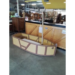 LIT ENFANT BATEAU BOIS PEINT JAUNE MARRON AVEC MATELAS MOUSSE 120X60CM