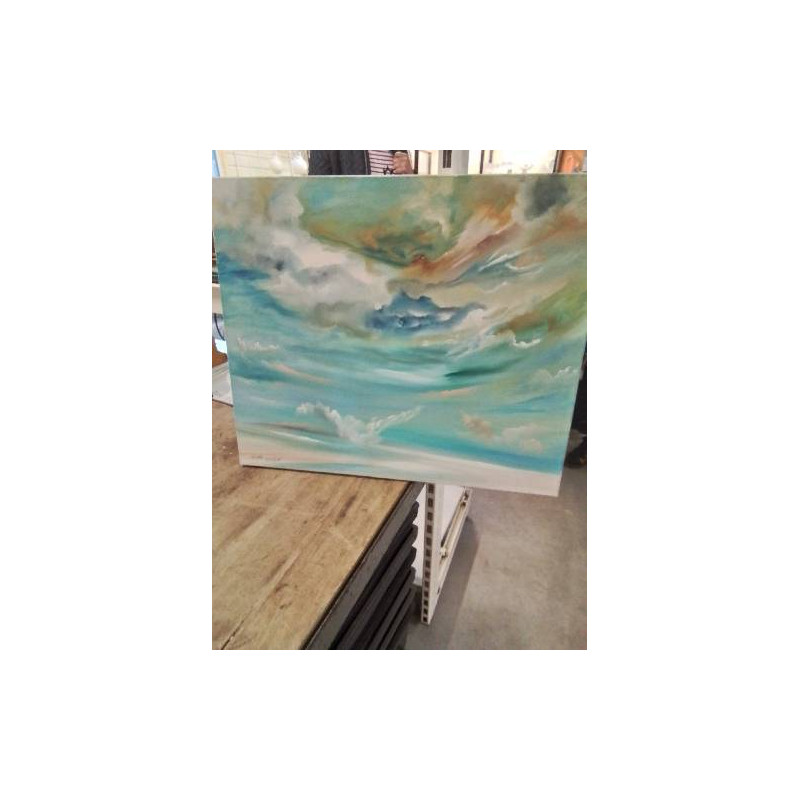 HUILE SUR TOILE NUAGES GERARD BOUDIN