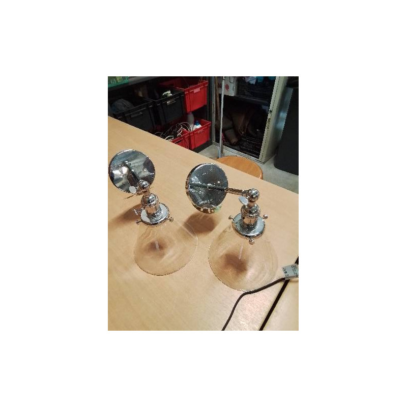 PAIRE D’APPLIQUES MÉTAL CHROMÉ ET VERRE