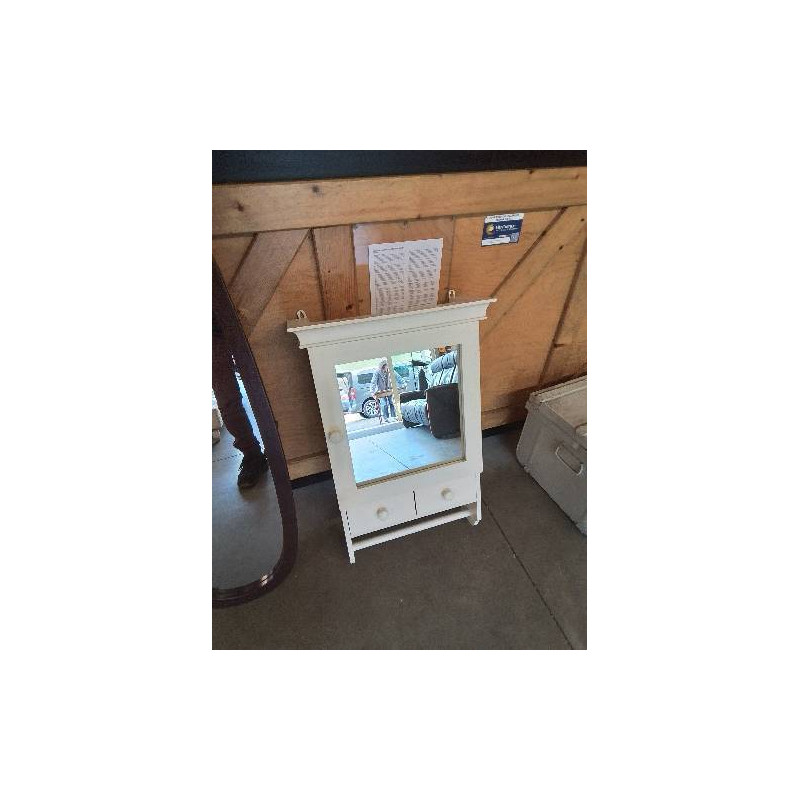 VITRINE MURALE BOIS ECRU 1 PORTE MIROIR 