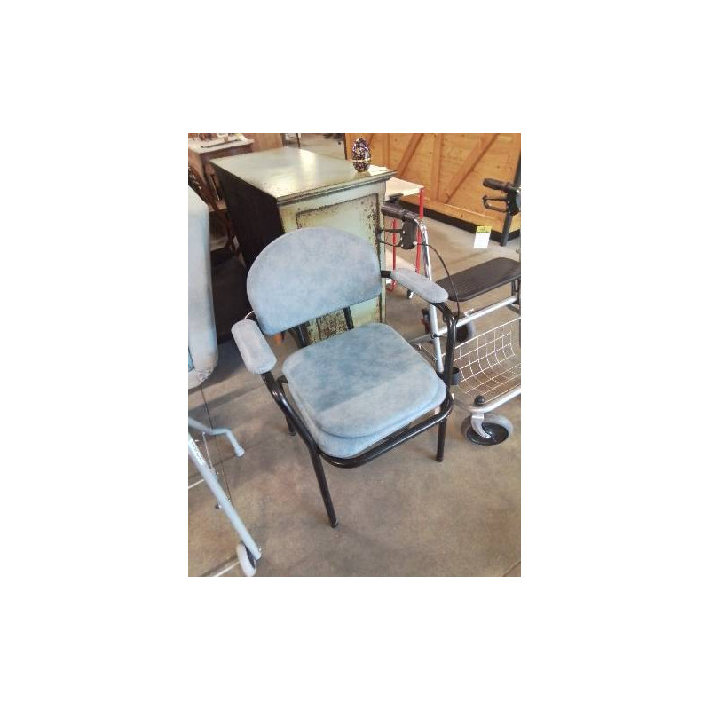 FAUTEUIL D’AISANCE MÉTAL NOIR ET PU BLEU