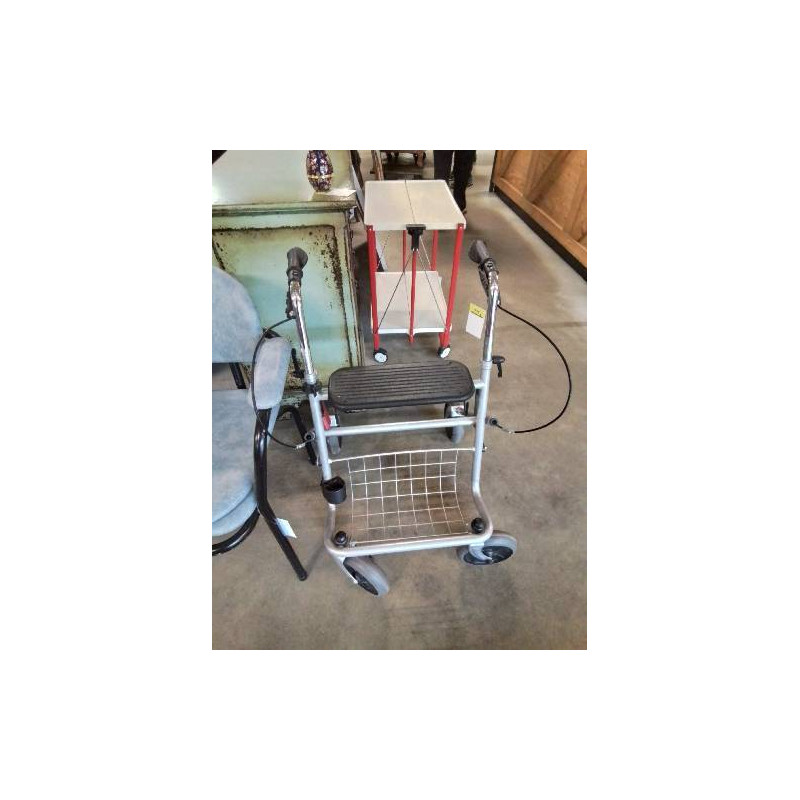 DEHAMBULATEUR PLIANT 4 ROUES MÉTAL GRIS ET PU NOIR