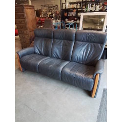 CANAPÉ 3 PLACES CUIR BLEU...