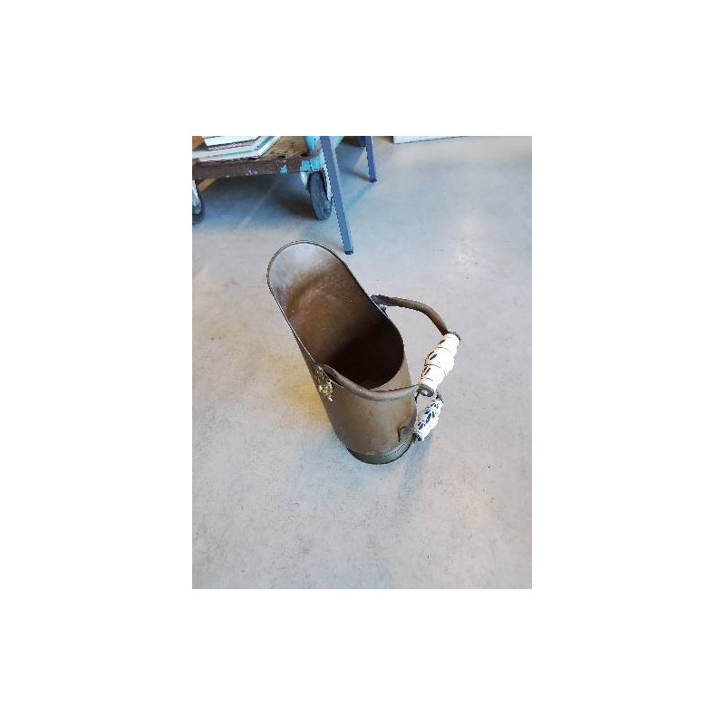 SEAU A CHARBON CUIVRE ANSES PORCELAINE 