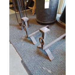 PAIRE DE CHENETS FER FORGÉ 