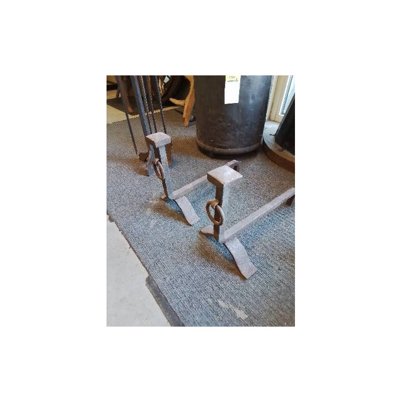 PAIRE DE CHENETS FER FORGÉ 