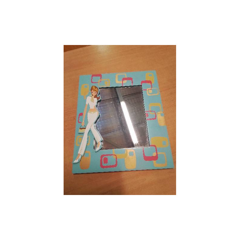 MIROIR BOIS BLEU DÉCOR FEMME