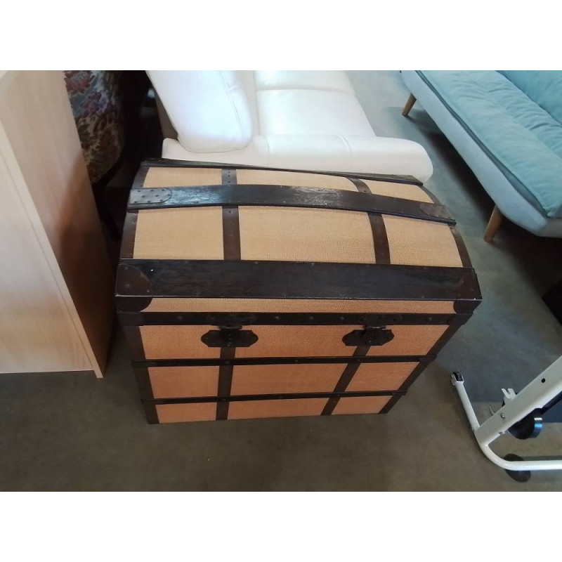 MALLE BOMBEE BOIS GAINÉ TOILE DE JUTE