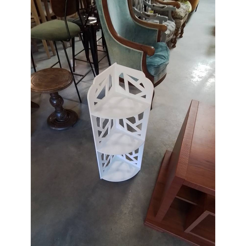 ÉTAGÈRE DE COIN BOIS BLANC 3 TABLETTES 