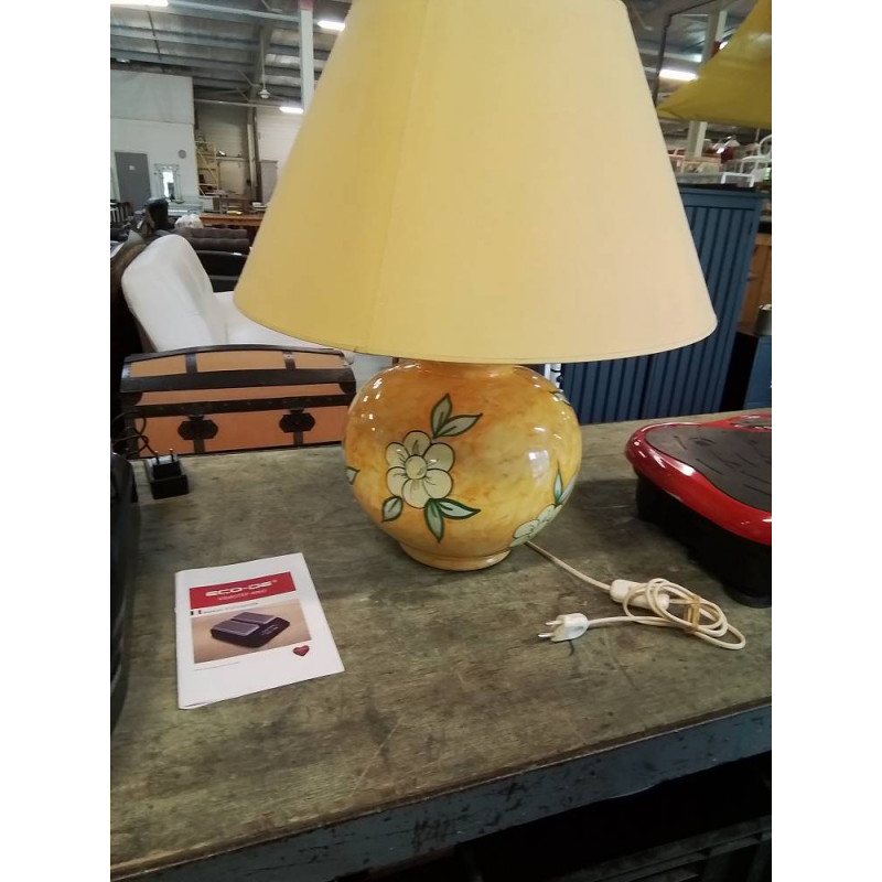 LAMPE BOULE CÉRAMIQUE JAUNE AUX FLEURS AJ JAUNE 