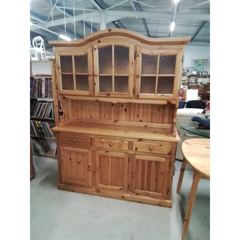 BUFFET PIN 2 CORPS 3 PORTES VITRÉES 3 TIROIRS E PORTE