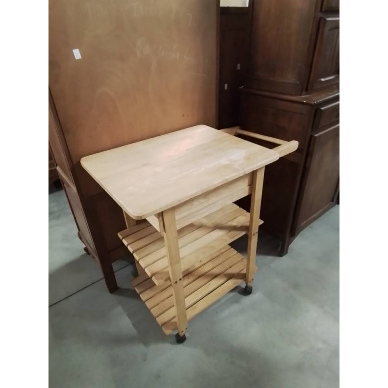 DESSERTE DE CUISINE A ROULETTES BOIS CLAIR 