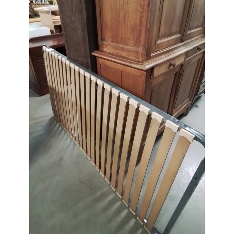 SOMMIER CADRE MÉTAL GRIS A LATTES 90X190CM