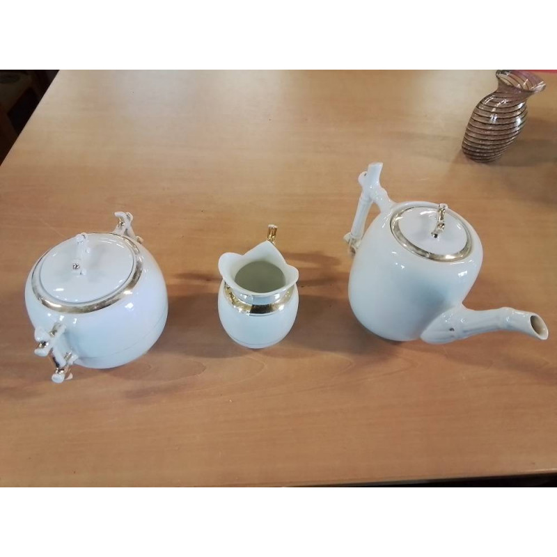 SERVICE A CAFE PORCELAINE DOREE FIN XIXE 