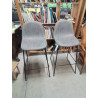 PAIRE DE TABOURETS DE BAR PIÈTEMENT MÉTAL NOIR ASSISE TISSU TAUPE