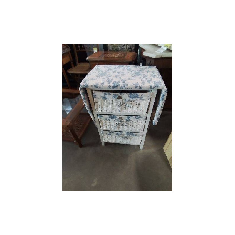 CHIFFONNIER 3 TIROIRS TABLE A REPASSER A ABATTANTS VANNERIE MÉTAL TISSU 