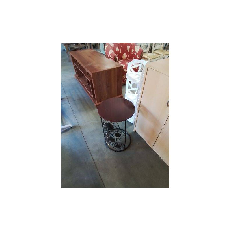 CONSOLE RONDE METAL PLATEAU BOIS 