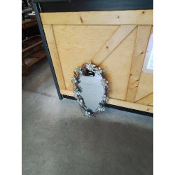 MIROIR OVALE MÉTAL AUX FLEURS 