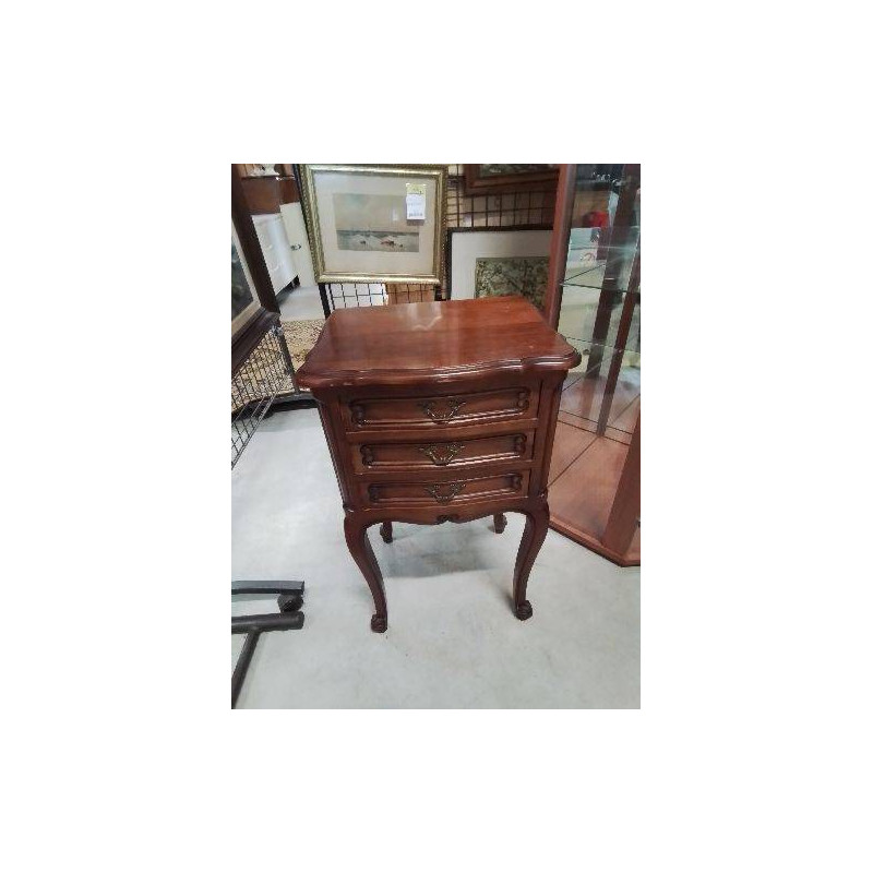 CHEVET BOIS 3 TIROIRS PIEDS ESCARGOT STYLE LOUIS XV