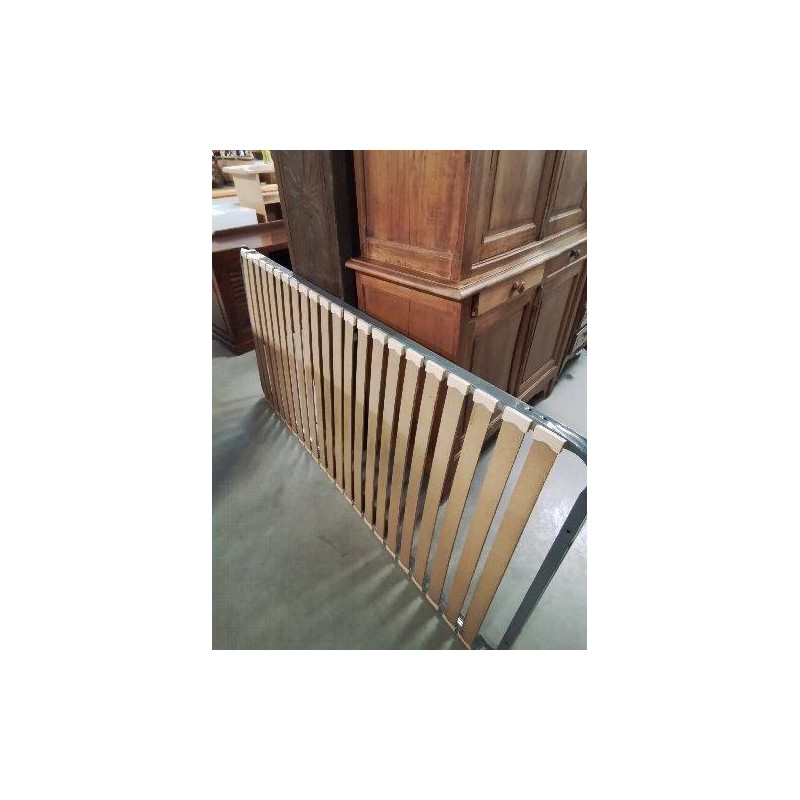 SOMMIER CADRE MÉTAL GRIS A LATTES 90X190CM