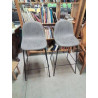 PAIRE DE TABOURETS DE BAR PIÈTEMENT MÉTAL NOIR ASSISE TISSU TAUPE