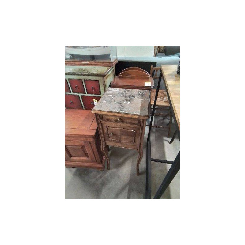 CHEVET MOULURÉ NAPOLÉON PIEDS GALBÉ DESSUS MARBRE GRIS 