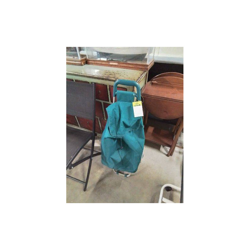 CHARIOT DE COURSE A ROULETTES TISSU BLEU 