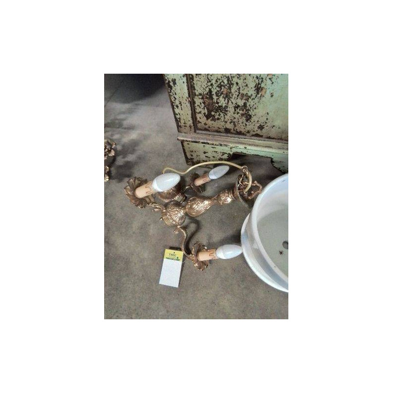 SUSPENSION BRONZE DORÉ 3 FEUX STYLE RÉGENCE 