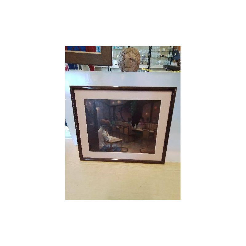 HUILE SUR PANNEAU SCENE DE RESTAURANT MARIO PLATERO (1942-2002)