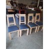 4 CHAISES PIÈTEMENT BOIS CLAIR ASSISE ET DOSSIER CAPITONNÉ TISSU GRIS