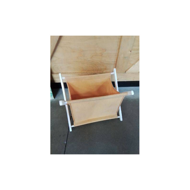 PORTE REVUES PLIANT BOIS BLANC TISSU JAUNE