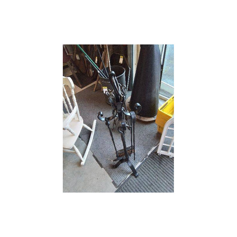 SERVITEUR DE CHEMINÉE FER FORGÉ 5 PIÈCES 