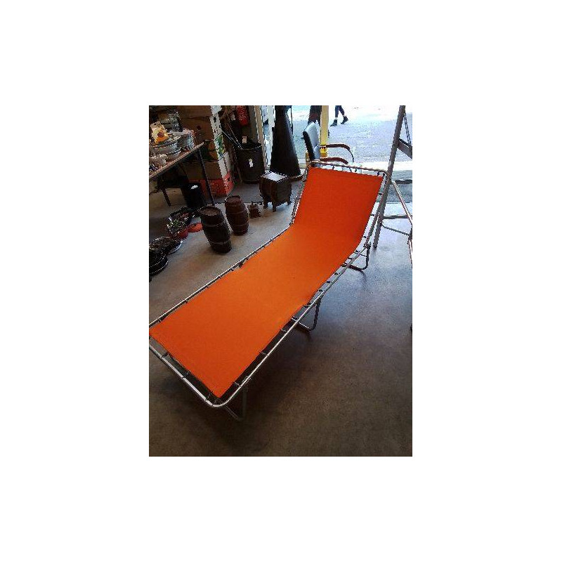 LIT D’APPOINT PLIANT MÉTAL ET TOILE ORANGE 