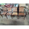 4 CHAISES BOIS CANNÉ SCULPTE STYLE RE